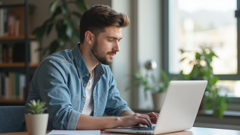 Специалист работает на ноутбуке во время обучения в современной образовательной среде